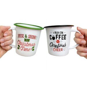 Holiday Season Christmas Cheer Mug Cup Coffee Enamel 12 oz